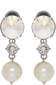 Miu Miu - Silver Crystal & Pearl Clip-On Earrings