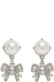 Miu Miu - Silver & White Micro Bow Earrings