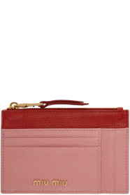 Miu Miu - Pink & Red Two-Tone Zip Card Holder