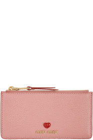 Miu Miu - Porte-cartes à glissière rose Love