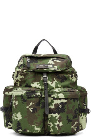 Miu Miu - Sac à dos en Cordura et cuir à motif camouflage vert