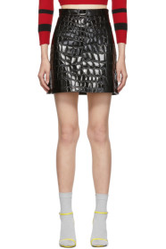 Miu Miu - Black Ciré Croc Miniskirt