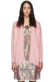 Miu Miu - Pink Mohair Oversized Diamond Cardigan