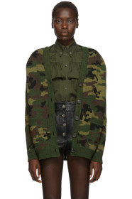 Miu Miu - Khaki Jacquard Shetland Cardigan