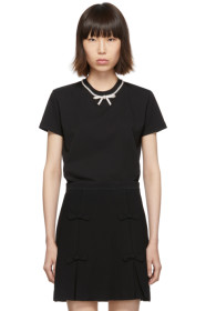 Miu Miu - Black Jersey Bow T-Shirt