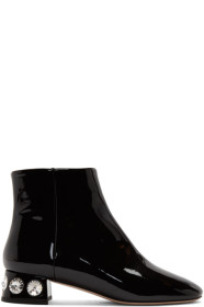 Miu Miu - Black Patent Jewelled Ankle Boot