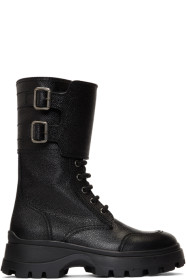 Miu Miu - Black Military Combat Buckle Boot