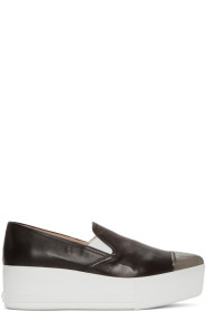 Miu Miu - Black Toe Cap Platform Slip-On Sneakers