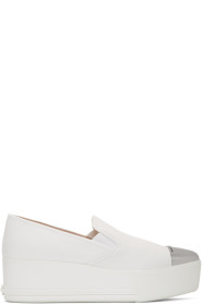 Miu Miu - White Toe Cap Platform Slip-On Sneakers