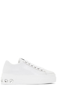 Miu Miu - White Crystal Crackle Platform Sneakers