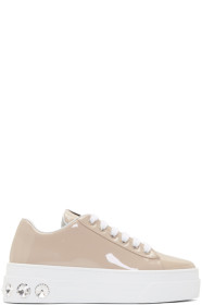 Miu Miu - Brown Patent Crystal Platform Sneakers