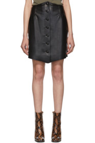 Nanushka - Black Vegan Leather Sils Button Front Miniskirt