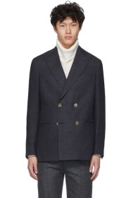 Nanushka - Blazer en lin japonais bleu marine Malvin