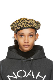 Noah NYC - Tan & Black Leopard Corduroy Beret