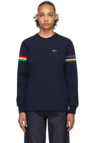 Noah NYC - Navy Stripe Winged Foot Rugby Long Sleeve T-Shirt