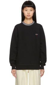 Noah NYC - Black Houndstooth Collar Crewneck Sweatshirt