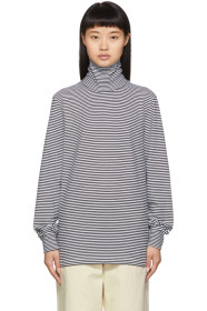 Noah NYC - Black & White Stripe Turtleneck Long Sleeve T-Shirt