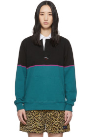 Noah NYC - Black & Green Blocked Rugby Polo