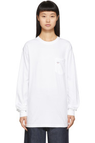 Noah NYC - White Pocket Long Sleeve T-Shirt