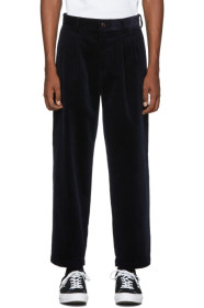 Noah NYC - Navy Corduroy Double-Pleat Trousers