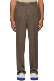 Noah NYC - Brown Wool Check Single-Pleat Suit Trousers