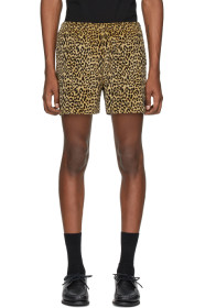 Noah NYC - Short en velours côtelé à motif léopard beige et noir