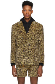 Noah NYC - Blazer à double boutonnage et motif léopard brun