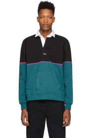 Noah NYC - Polo de rugby noir et bleu