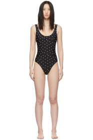 Solid & Striped - Black Floral Embroidery 'The Anne-Marie' One-Piece Swimsuit