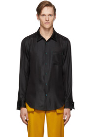 Sies Marjan - Black Satin Sander Hammered Shirt