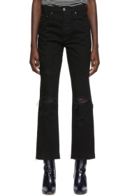 Amiri - Black Cropped Straight Thrasher Minimal Jeans
