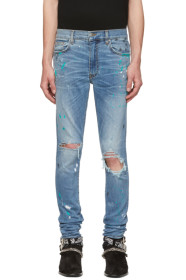 Amiri - Blue Paint Splatter Jeans