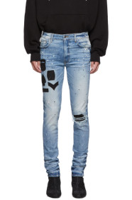 Amiri - Indigo Painted Military Patch Jeans