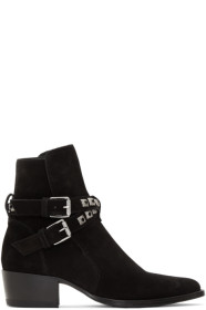 Amiri - Bottes en suède noires Jodhpur Conch