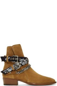Amiri - Bottes en suède brunes Bandana Buckle