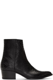Amiri - Bottes à glissière embossées façon serpent noires Western