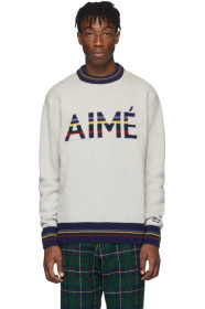 Aimé Leon Dore - Woolrich Edition グレー ニット ロゴ プリント セーター