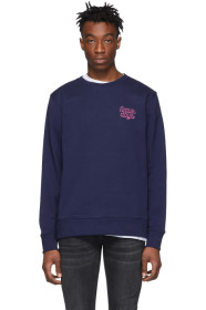 Saturdays NYC - Pull molletonné bleu Bowery Script Logo
