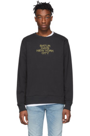 Saturdays NYC - Pull molletonné noir Outline Logo