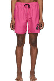 Saturdays NYC - Pink Timothy Accordion Logo Swim Shorts