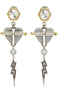 Prada - Boucles d'oreilles argentées et dorées Hearts