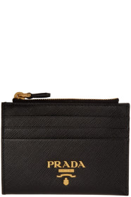 Prada - Porte-cartes à glissière et logo noir