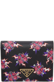 Prada - Pink & Black Heart Printed French Wallet