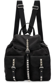 Prada - Sac à dos en nylon clouté noir