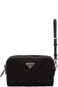 Prada - Pochette en nylon à dragonne noire