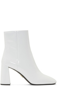 Prada - Bottes en cuir verni blanches Vernice