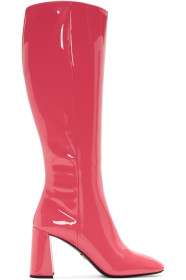 Prada - Bottes en cuir verni roses