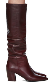 Prada - Bottes hautes en cuir bourgogne