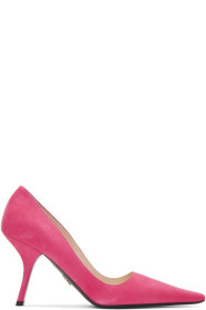 Prada - Chaussures à talons hauts en suède roses Curved
