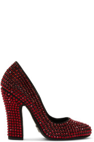 Prada - Chaussures à talons hauts noires et rouges Crystal